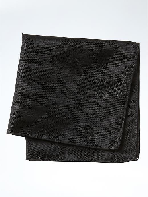 Banana Republic Mens Camo Textured Silk Pocket Square - Black