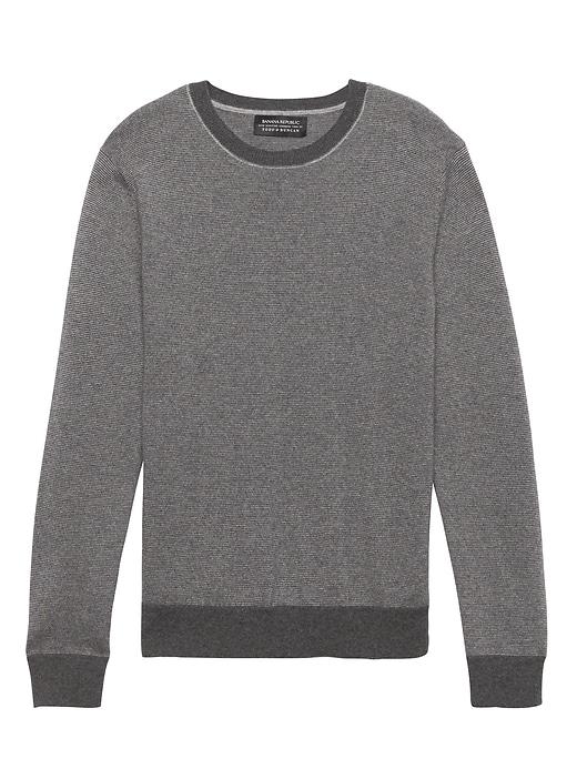 Banana Republic Mens Todd & Duncan Cashmere Stripe Crew-neck Sweater Light Gray Size L