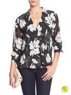 Banana Republic Factory Wrap Blouse Size L - Black And White Print