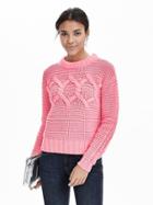 Banana Republic Womens Cable Knit Cropped Sweater Pullover Size M - Pop Pink
