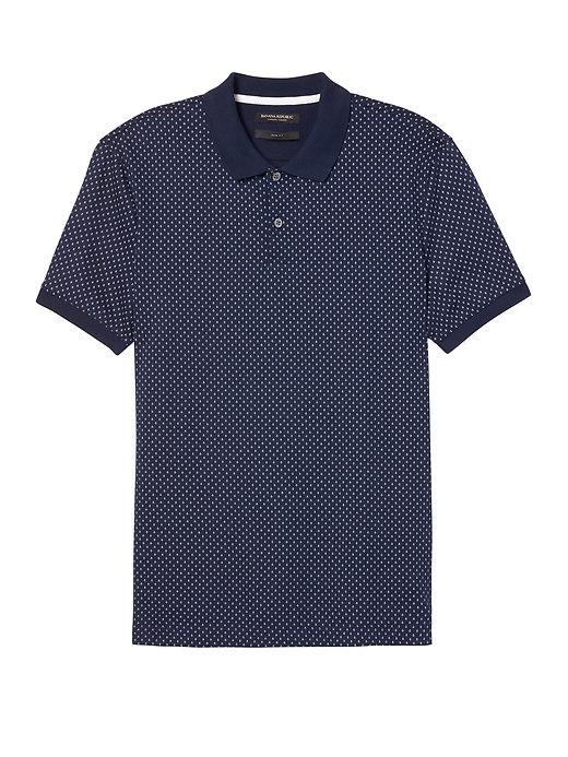 Banana Republic Mens Luxury Touch Dot Polo - Navy