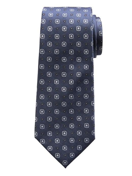 Banana Republic Mens Medallion Foulard Silk Nanotex Tie Cornflower Blue Size One Size