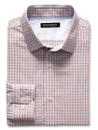 Banana Republic Mens Grant Fit Non Iron Orange Micro Check Shirt Size L Tall - Autumn Orange
