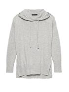 Banana Republic Womens Petite Italian Merino-blend Sweater Hoodie Light Gray Size S