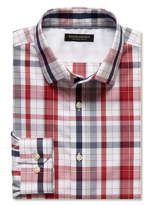 Banana Republic Mens Camden Fit Non Iron Bold Check Shirt Size L Tall - Bright Red