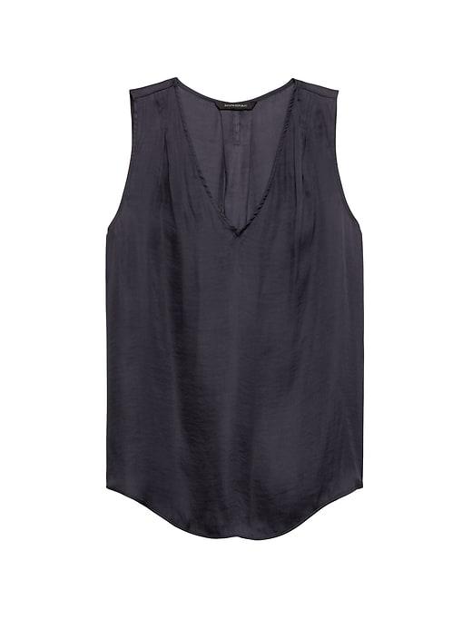 Banana Republic Womens Petite Pleated Drapey Tank Pacific Navy Size Xxs