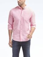Banana Republic Mens Camden Fit Cotton Stretch Oxford Shirt - Pink Mist