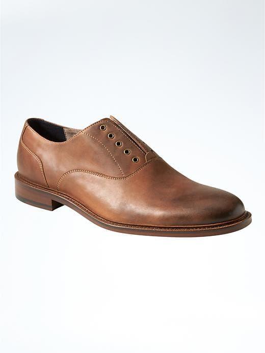 Banana Republic Mens Caleb Laceless Oxford - Cognac