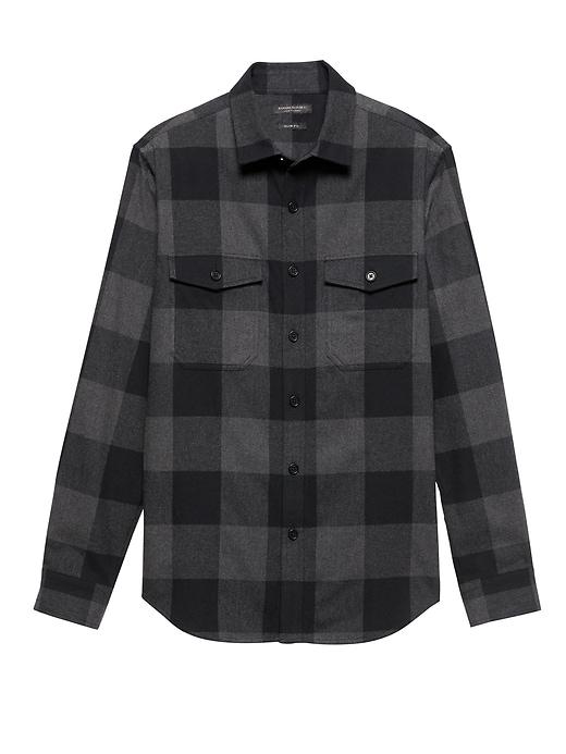Banana Republic Mens Slim Flannel Shirt Jacket Gunmetal & Black Size S