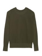 Banana Republic Womens Stretch-cotton Ribbed Dolman-sleeve Sweater Dark Olive Green Size S