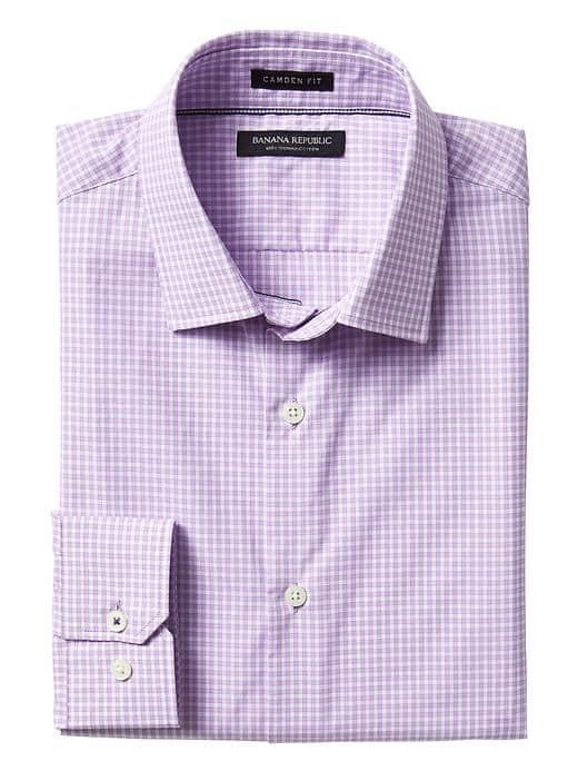Banana Republic Mens Camden Fit Supima Cotton Gingham Shirt - Orchid