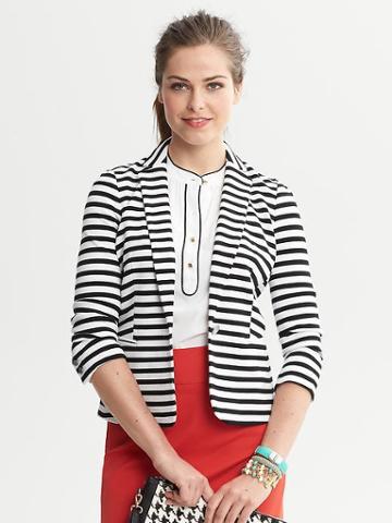 Banana Republic Striped Ponte Blazer - Black/white
