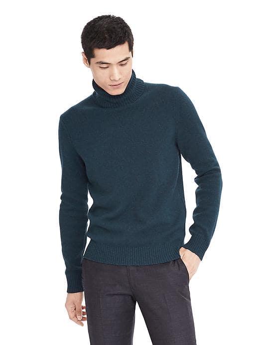 Banana Republic Mens Italian Wool Turtleneck - Dutch Blue