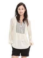 Banana Republic Embroidered Tassel Blouse Size L Petite - Cocoon