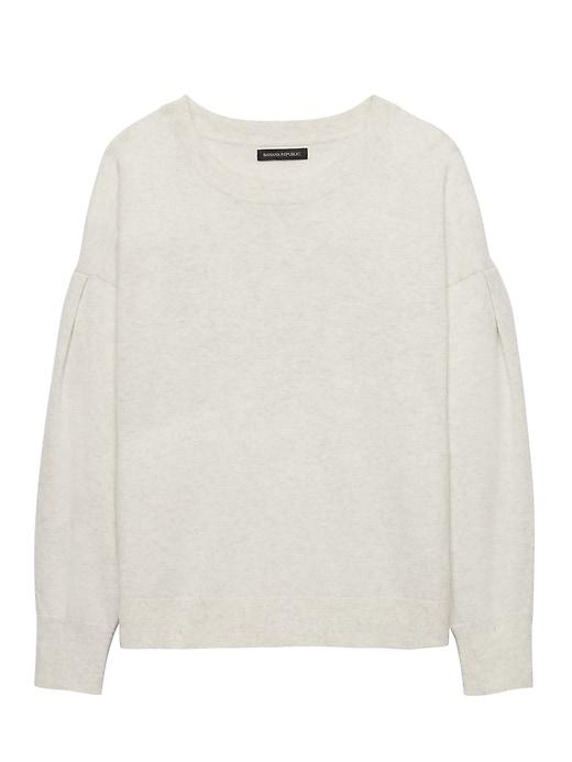 Banana Republic Womens Petite Feather-touch Rounded Sleeve Sweater Heather Gray Size S