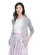 Banana Republic Womens Extra Fine Merino Wool Ribbed Cardigan - Light Gray