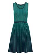 Banana Republic Womens Stripe-knit Fit-and-flare Dress Green & Blue Size Xs