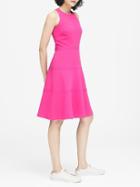 Banana Republic Womens Petite Stretch Racerback Fit-and-flare Dress Hot Pink Size 0