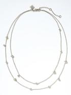 Banana Republic Delicate Pearl Double Strand Necklace - Silver
