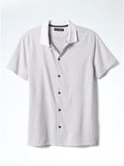 Banana Republic Mens Jacquard Short Sleeve Knit Shirt - White