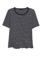Banana Republic Womens Ruffle-hem Couture Tee Blue Stripe Size S