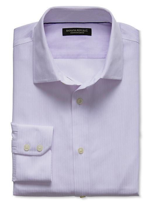 Banana Republic Slim Fit Non Iron Purple Micro Stripe Shirt - Violet
