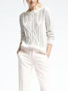 Banana Republic Womens Engineered Cable Boatneck Pullover - White