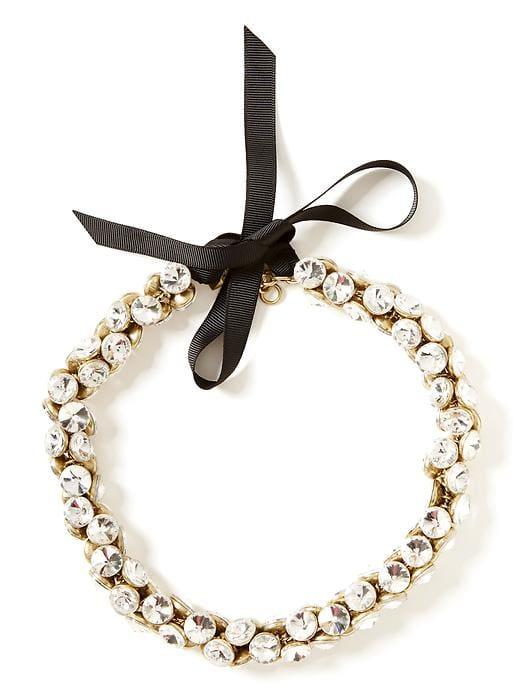 Banana Republic Ice Cut Button Necklace - Clear Crystal