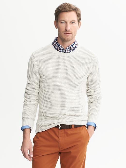 Banana Republic Waffle Knit Crew - Concrete
