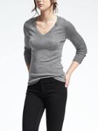 Banana Republic Extra Fine Merino Wool Vee Pullover - Charcoal