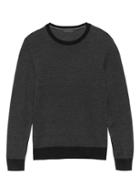 Banana Republic Mens Extra-fine Italian Merino Wool Crew-neck Sweater Black & Gray Size Xs