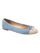Banana Republic Womens Almond-toe Robin Denim Ballet Flat Light Blue & Natural Size 10