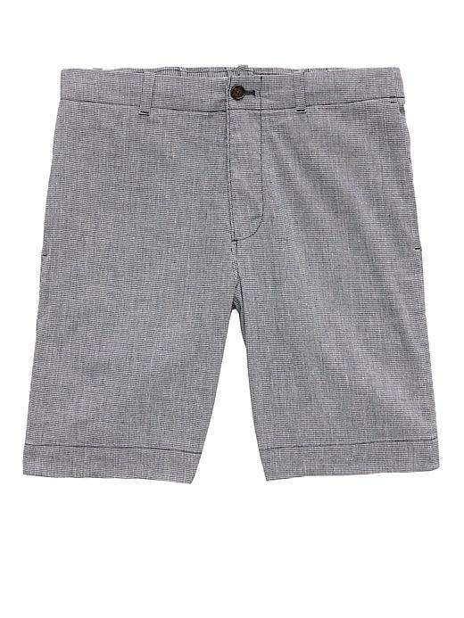 Banana Republic Mens 9 Stretch-cotton Aiden Slim Palm Print Short Washed Navy Size 31w