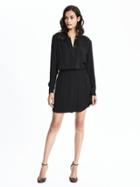 Banana Republic Womens Heritage French Shirt Dress Size L Petite - Black