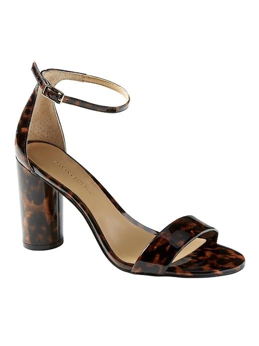 Banana Republic Womens Bare High Block-heel Print Sandal Tortoise Patent Leather Size 10
