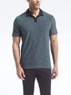 Banana Republic Mens French Terry Stripe Polo - Navy