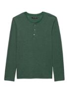 Banana Republic Mens Waffle-knit Cotton-modal Henley T-shirt Deep Sea Green Size Xs