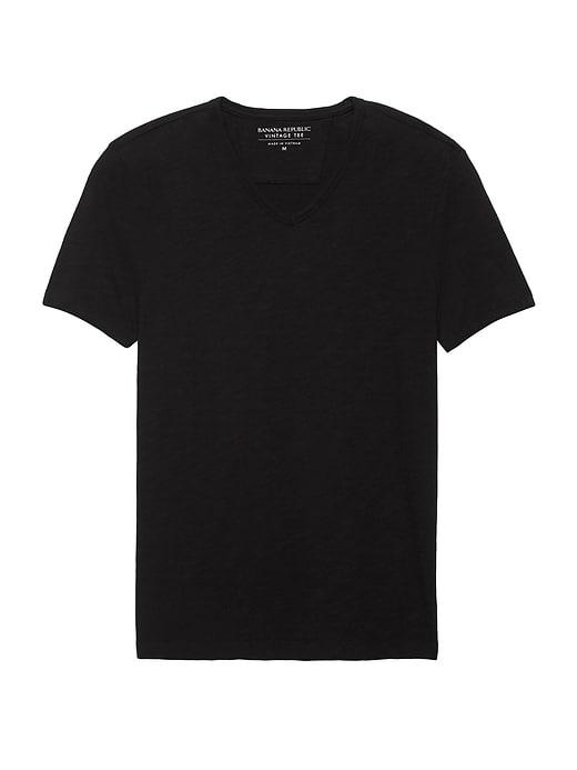 Banana Republic Mens Vintage 100% Cotton V-neck T-shirt Black Size Xl