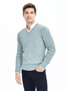 Banana Republic Mens Cotton Cashmere Vee Pullover Size L Tall - Surf Spray