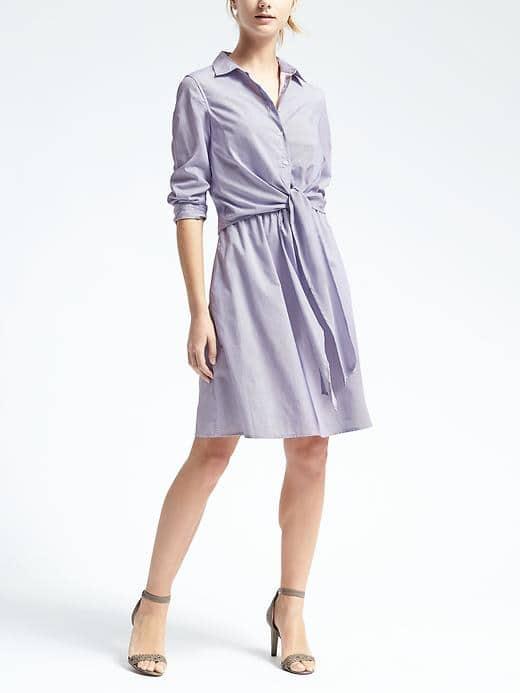 Banana Republic Stripe Tie Waist Shirtdress - Mini Stripe