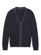 Banana Republic Mens Pima Cotton Cashmere Tipped Cardigan Navy Size L