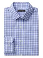 Banana Republic Mens Grant Slim-fit Non-iron Stretch Check Shirt Light Blue Size S