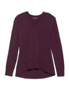 Banana Republic Womens Supersoft Cotton Blend V-neck Sweater Burgundy Size Xs