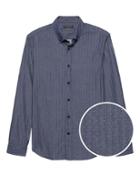 Banana Republic Mens New Slim-fit Dobby Dot Chambray Shirt Dobby Dot Blue Size S