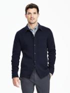 Banana Republic Mens Button Front Cardigan Size L Tall - Preppy Navy
