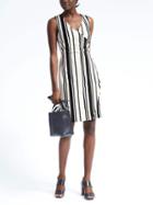 Banana Republic Womens Stripe Knit Wrap Effect Dress - Bold Blue Stripe