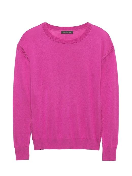 Banana Republic Womens Silk-cotton Pointelle Crew-neck Sweater Magenta Size S