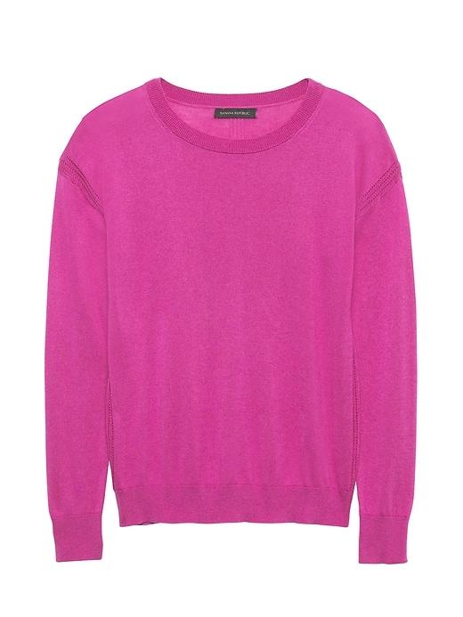 Banana Republic Womens Silk-cotton Pointelle Crew-neck Sweater Magenta Size S