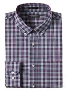 Banana Republic Mens New Slim-fit Tech-stretch Cotton Plaid Shirt Navy Star Size Xs