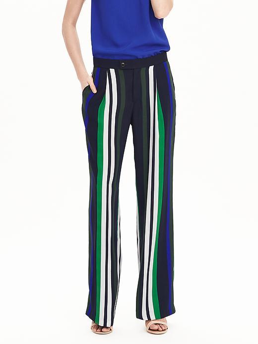 Banana Republic Womens Multi Stripe Wide Leg Pant Size 0 Regular - Blue Stripe